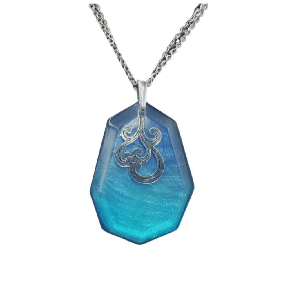 Elegant Brighton Double-Sided Blue Pendant with Silver/Black Chain Necklace
